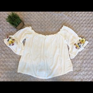 Off The Shoulder White Blouse Shirt